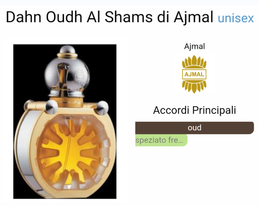 Ispirato a Dahn Oudh Al Shams di Ajmal unisex