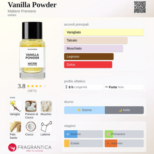 Profumo Unisex Ispirato a Vanilla Powder di Matière Première – Extrait De Parfum Gourmand Vaniglia 55ml | Uswa Fragranze