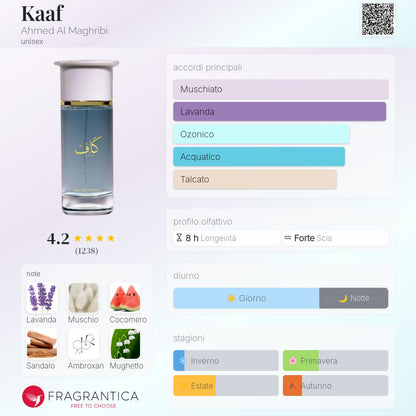 Profumo Unisex Ispirato a Kaaf di Ahmed Al Maghribi – EDP Floreale Fresco 55ml | Uswa Fragranze